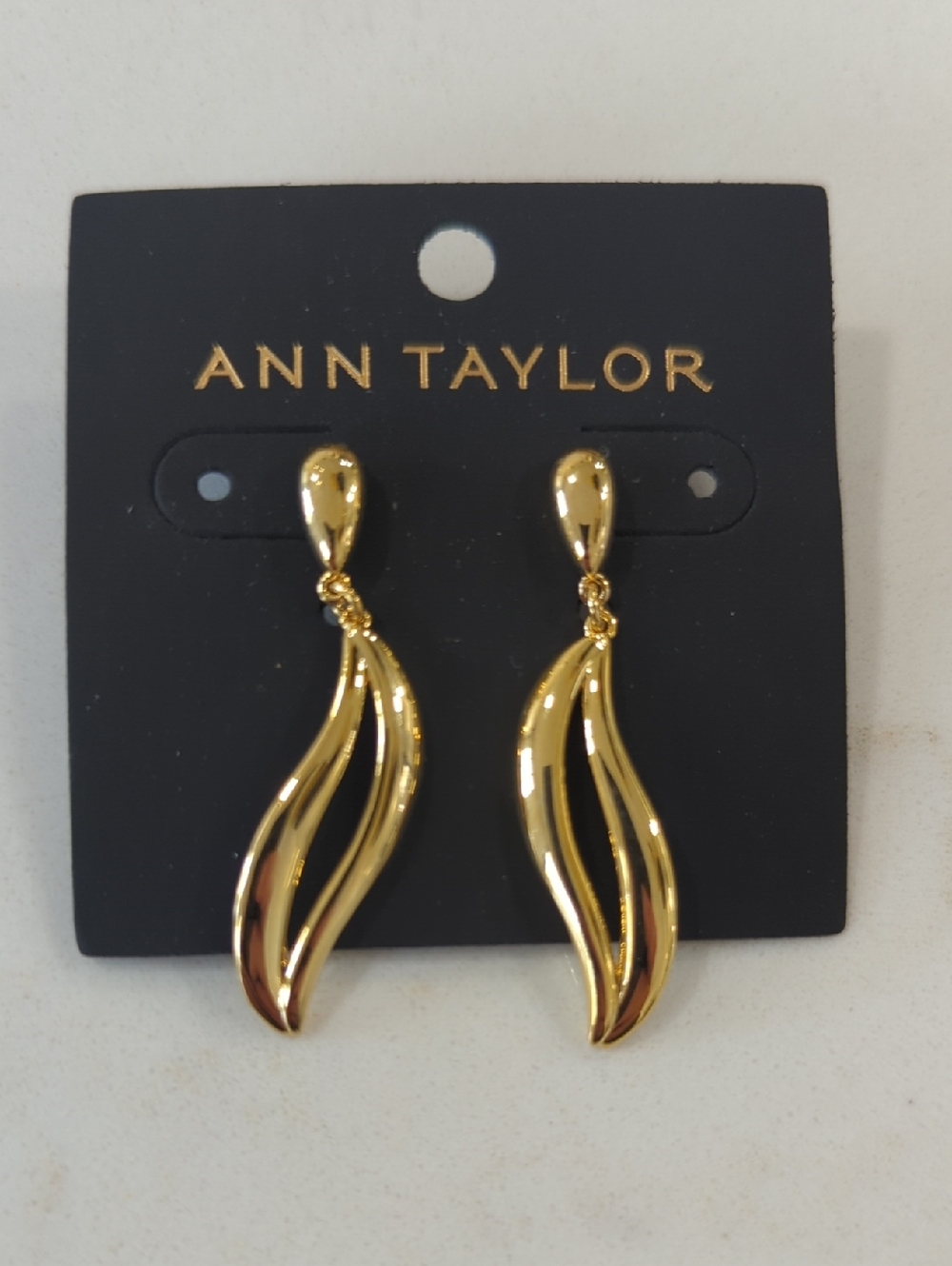 Ann Taylor Shiny Gold Twisted Drop Earrings